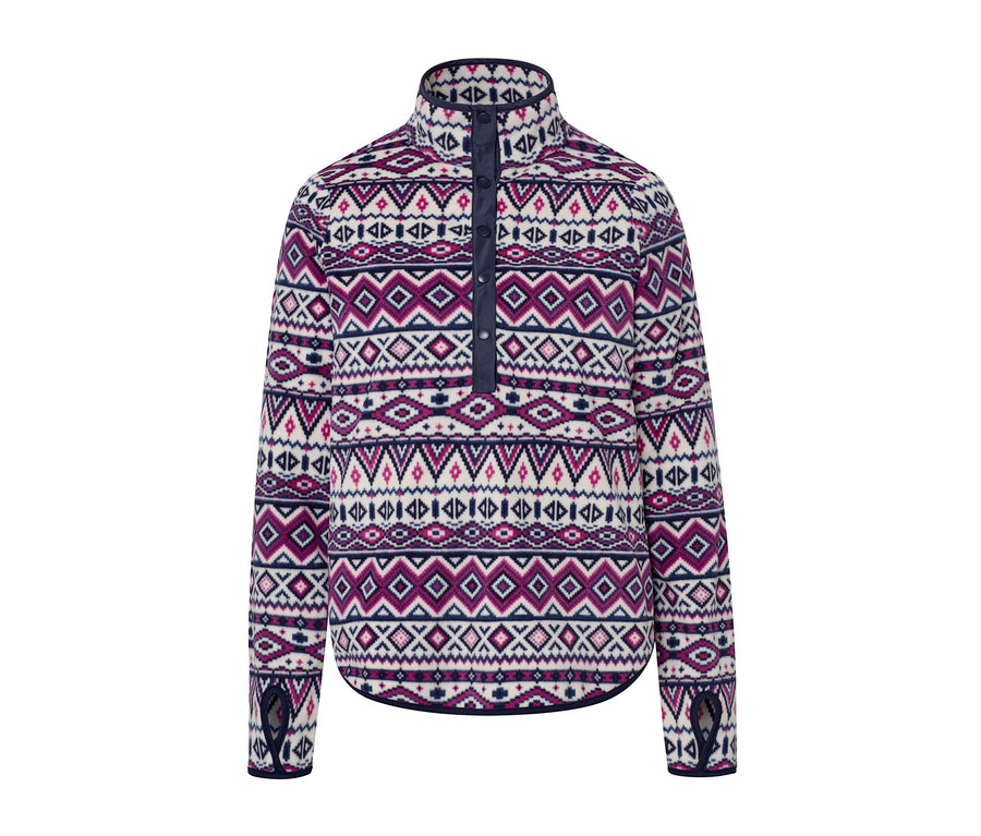 Fleecepullover mit geometrischem Muster.