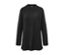 Langer schwarzer Strickpullover.