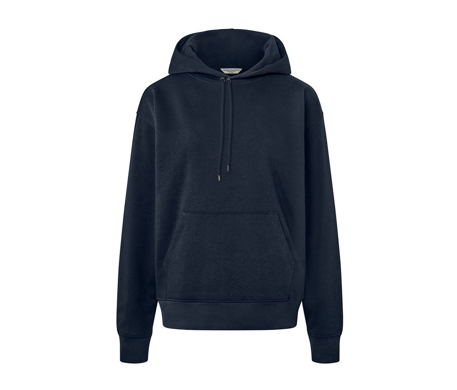 Dunkelblauer Hoodie.