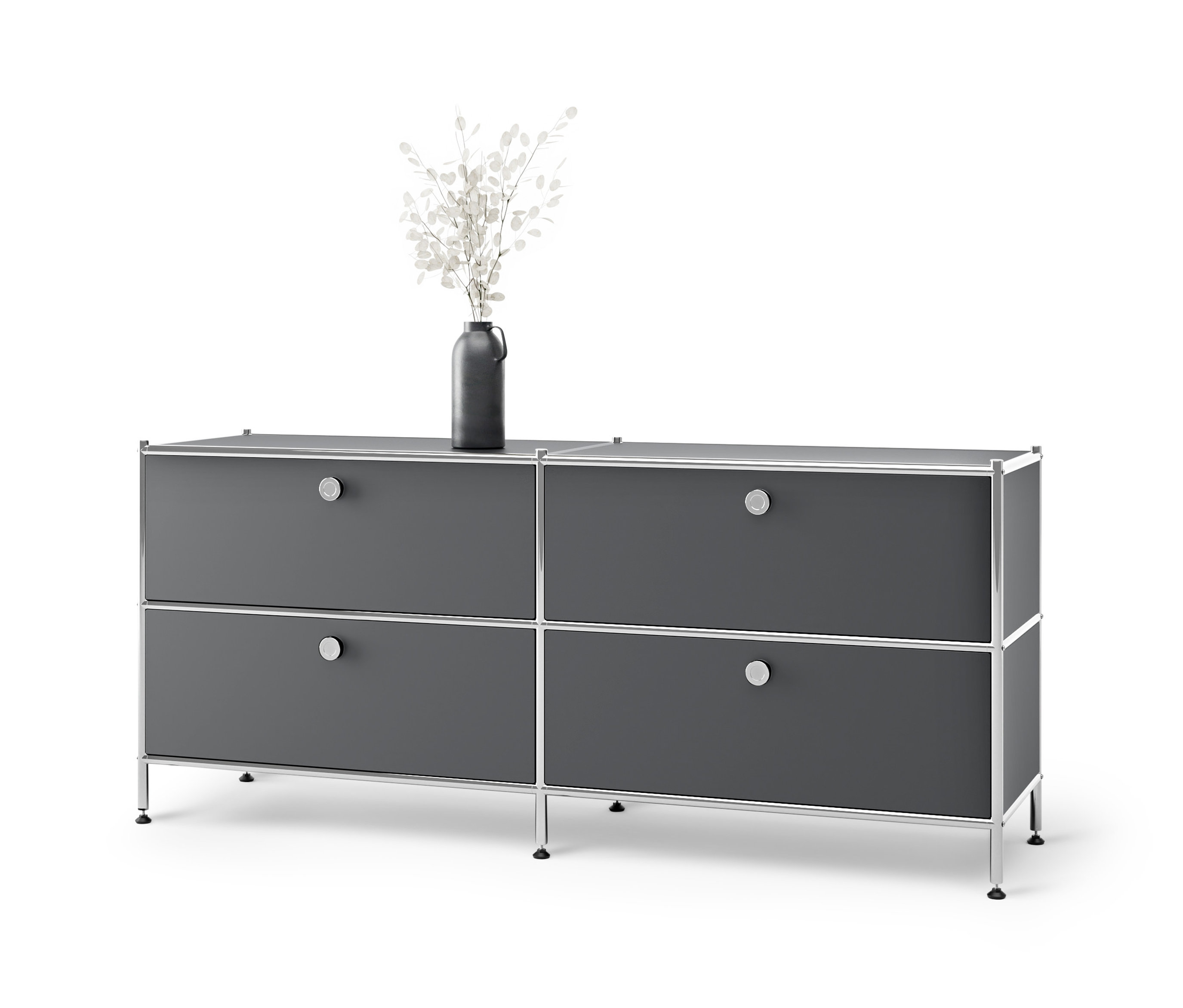 Graues Lowboard Metall »CN3« mit 4 Schubladen.