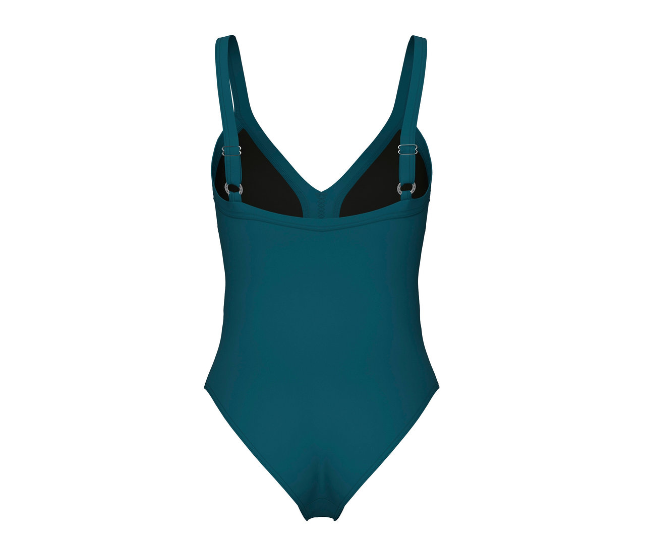 Detailansicht von hinten des arena Shapewear Damen Badeanzugs Lara C-Cup in Petrol.