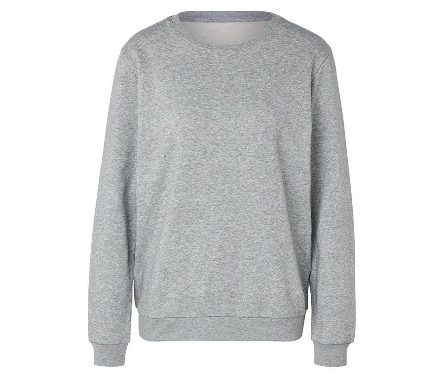 Ein graues Langarm-Sweatshirt.