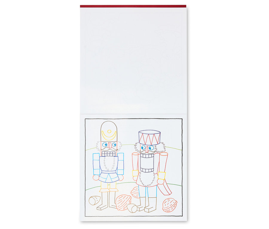 Ausmalbild mit zwei Nussknackern und Nüssen.