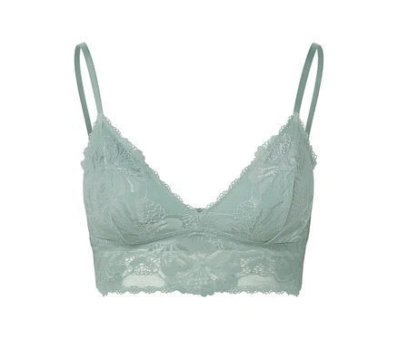 Hellblaues Spitzen-Bustier mit Spaghettiträgern.