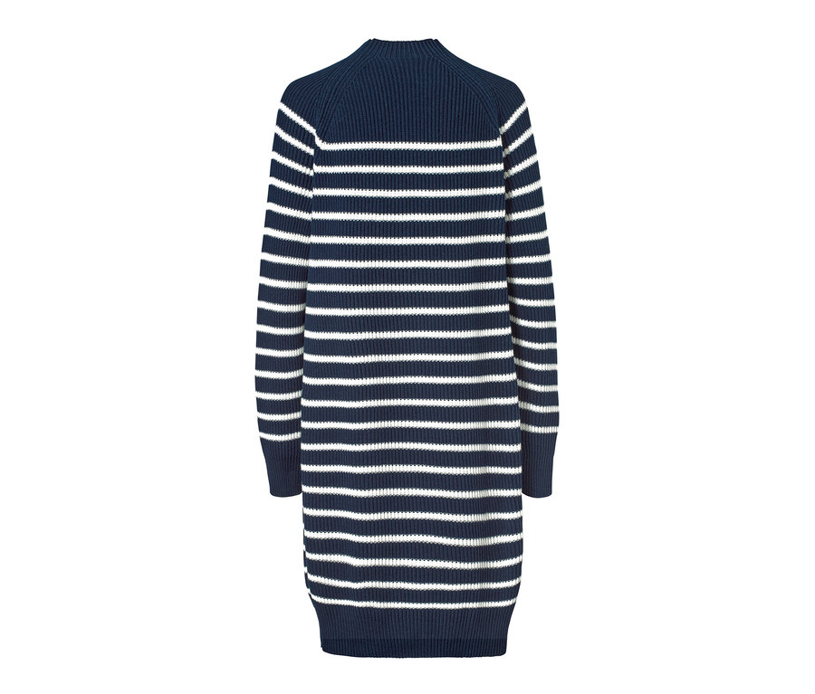 Gestreiftes Strickkleid mit Knopfdetail.