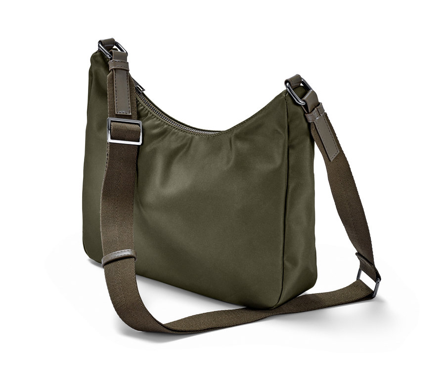 Grüne Umhängetasche.