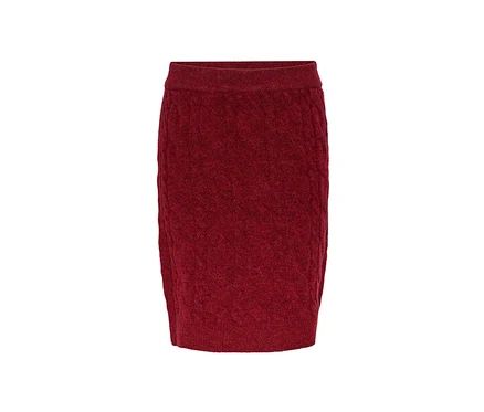 Ein roter Strickrock.