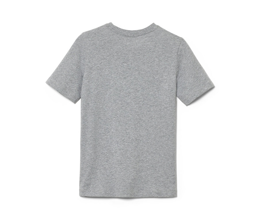 Detailansicht eines grauen Kinder-T-Shirts aus einem 3er-Set.