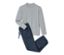 Herren-Pyjama mit Flanellhose, grau und dunkelblau - Grau und dunkelblau