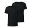 Zwei schwarze T-Shirts mit Merinowolle liegen übereinander.