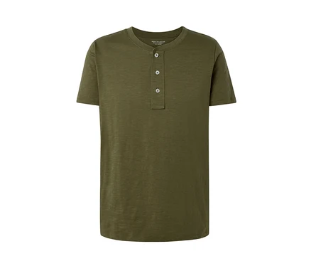 Khakifarbenes Kurzarm-Henley.