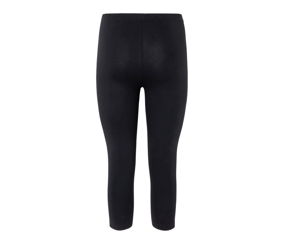 Schwarze 3/4-Leggings mit Detail, Rückansicht.