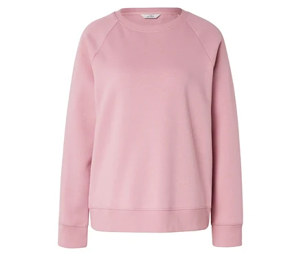 Ein rosafarbenes Sweatshirt liegt auf einer ebenen Fläche.