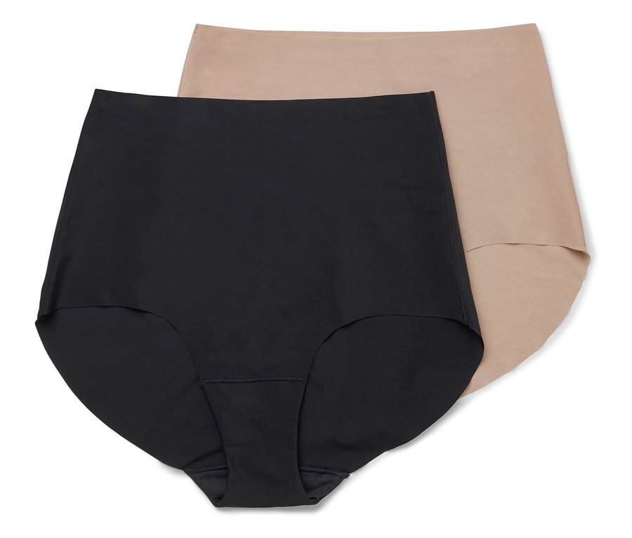 Zwei Highwaist-Magic-Cut-Pantys »light shaping« in Schwarz und Beige liegen übereinander.