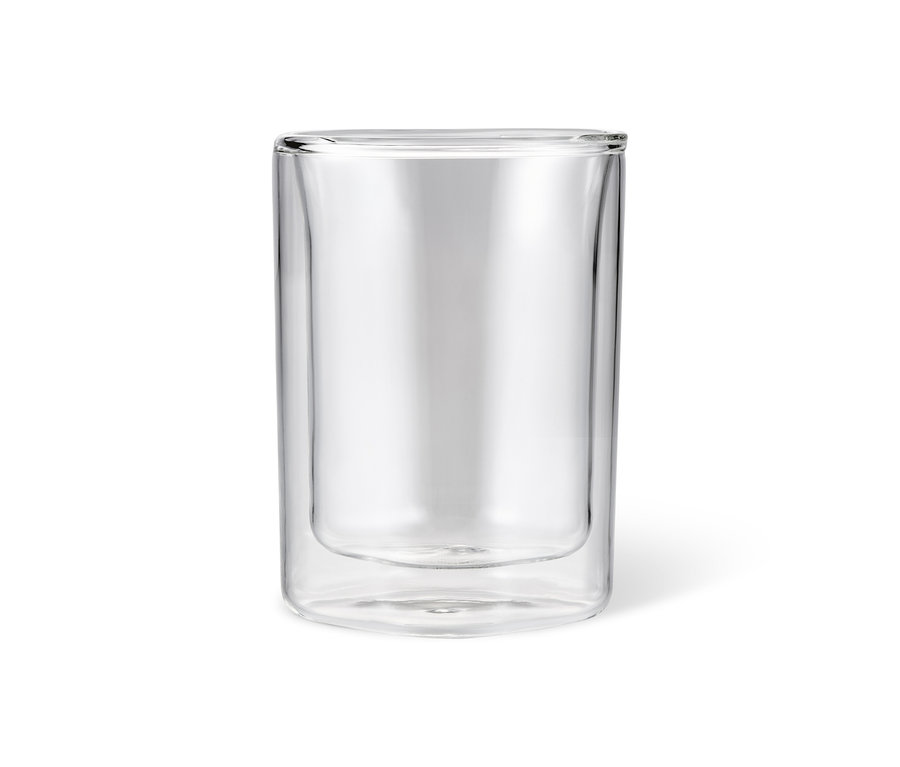 Leeres doppelwandiges Caffè Crema Glas.