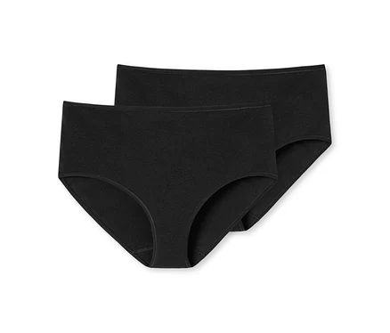 Zwei schwarze Slips, einer leicht hinter dem anderen liegend.