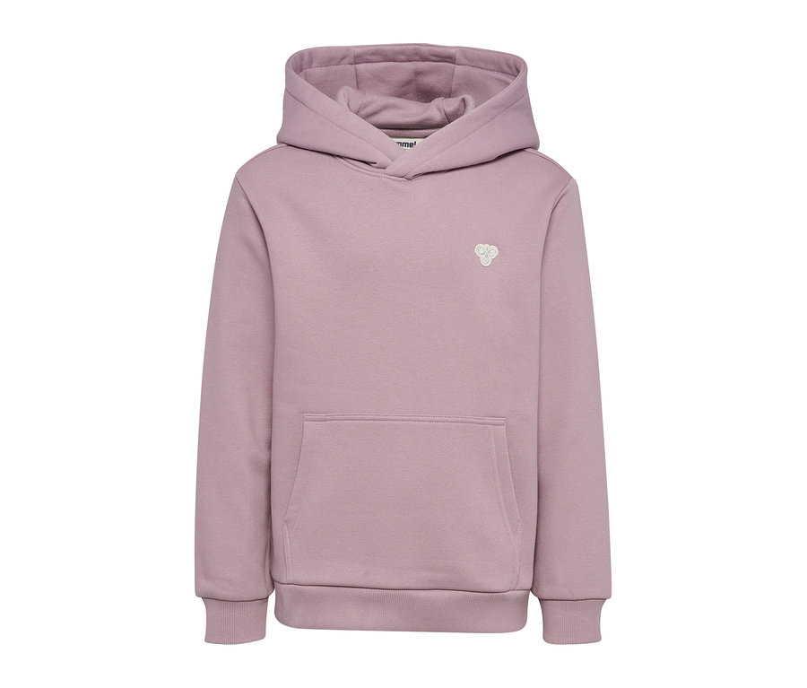 Hellvioletter hummel® HMLJR Loose Hoodie Bee mit Kapuze, Kängurutasche und gerippten Bündchen.