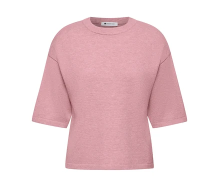 Rosa Street One 3/4-Strickpullover mit Rundhalsausschnitt.