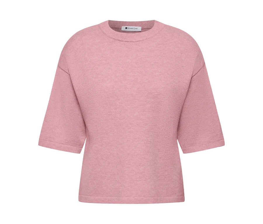 Rosa Street One 3/4-Strickpullover mit Rundhalsausschnitt.