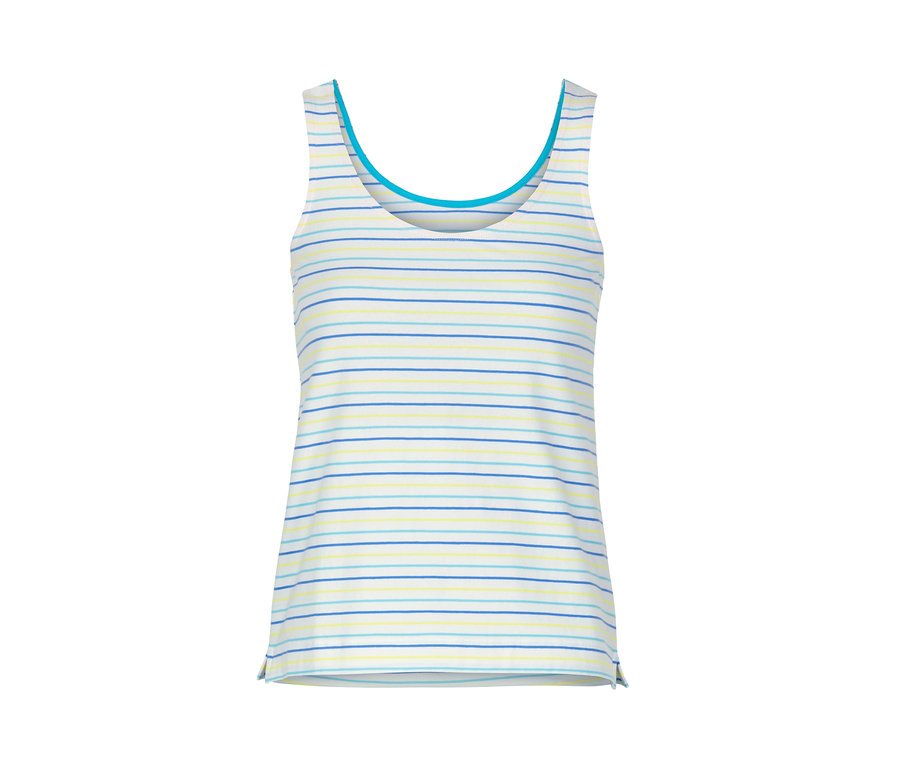 Gestreiftes Shorty-Pyjama-Top mit blauem Halsausschnitt.