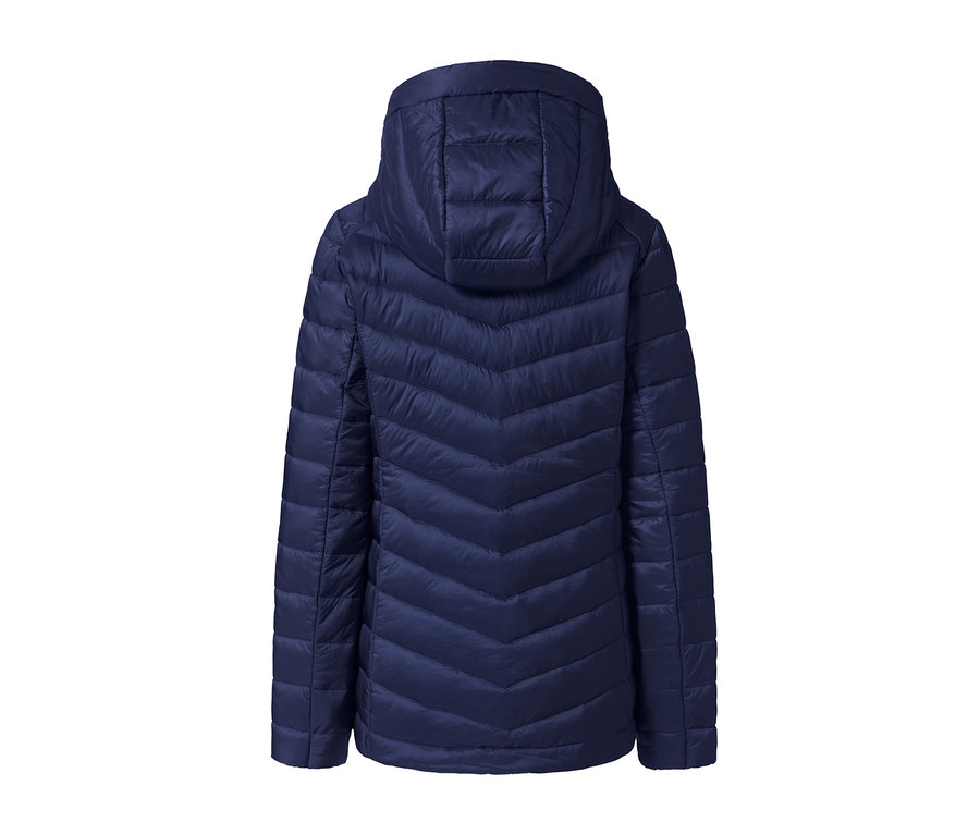 Leichte blaue Steppjacke von hinten.