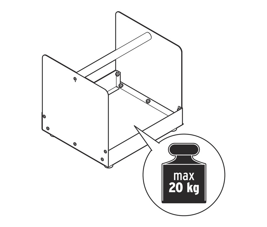 Skizze eines Kaminholzkorbs.