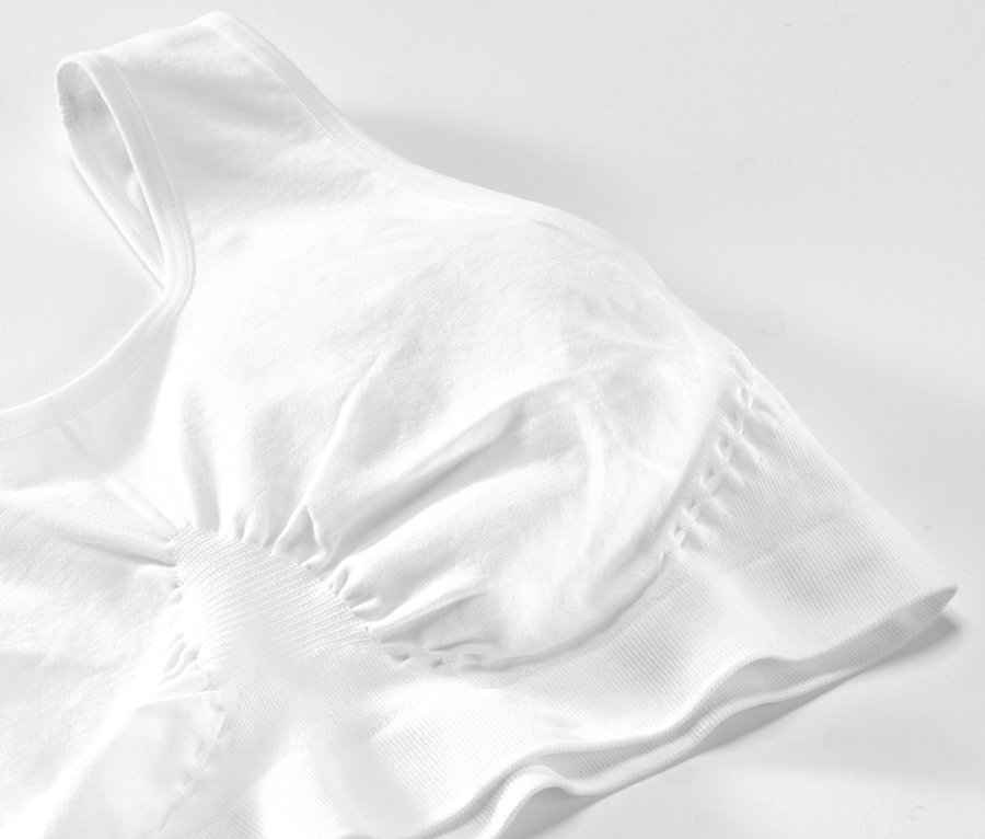 Detailansicht eines weißen Seamless-Bustiers.