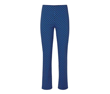 Kobaltblaue, bedruckte Stretchhose.