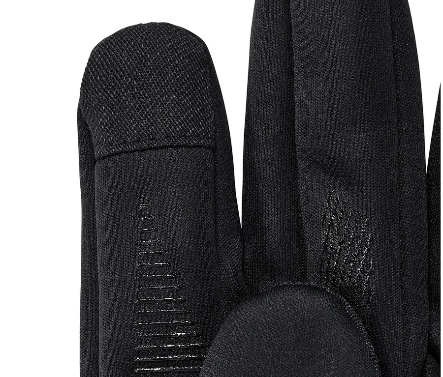 Detailansicht eines schwarzen Windprotection-Handschuhs.