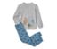 Blauer Kinder-Pyjama mit Dinosauriern.