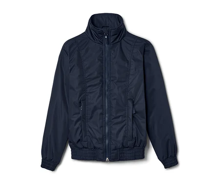 Dunkelblaue Kinder-Blouson mit Reißverschluss.