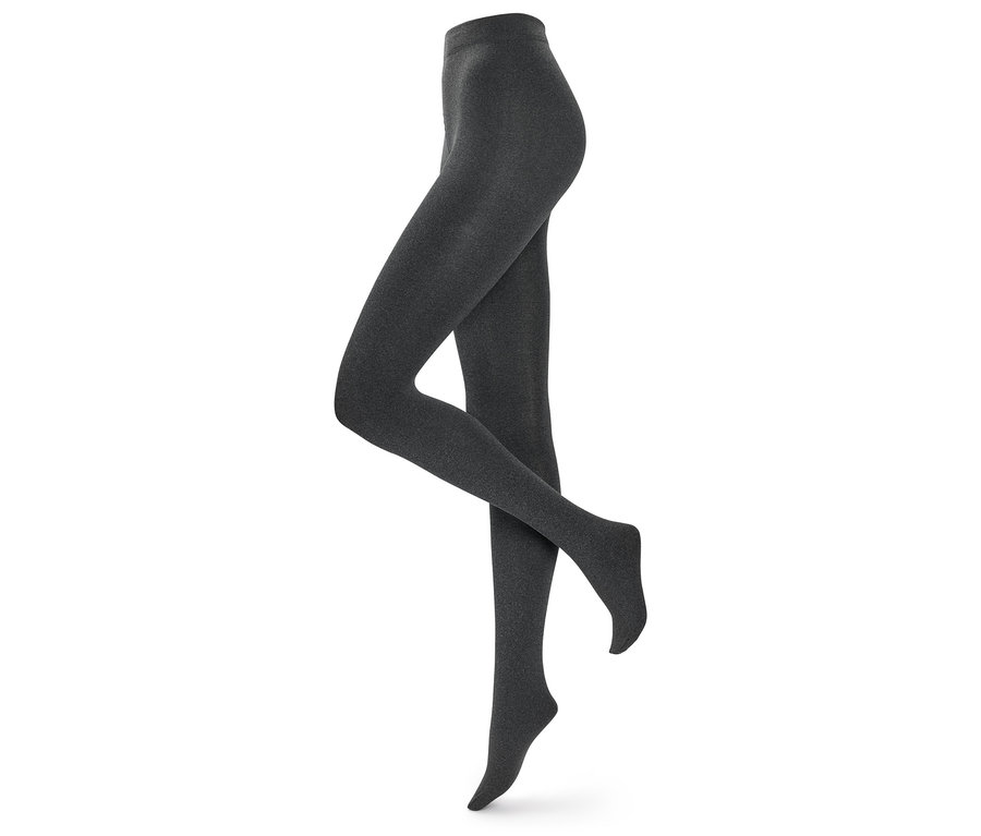 Strumpfhose in Dunkelgrau auf weißem Hintergrund.