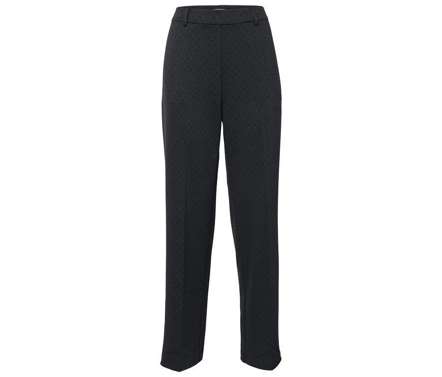 Schwarze Hose mit geometrischem Muster.