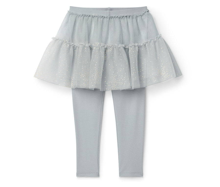 Blaue Leggings mit Tutu-Rock.
