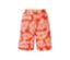 Eine rote, bedruckte Jerseyshorts.