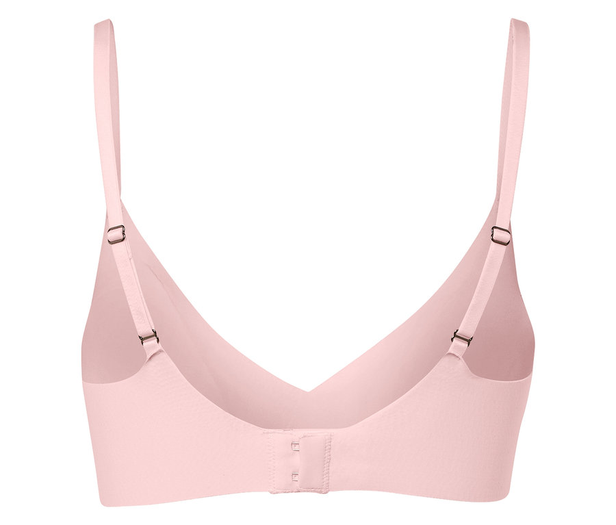 Detailansicht von der Rückseite eines hellrosa BHs.