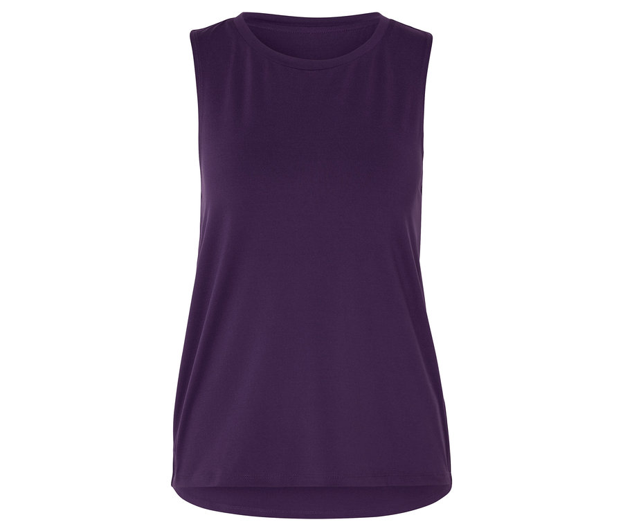 Ärmelloses, violettes Tanktop.