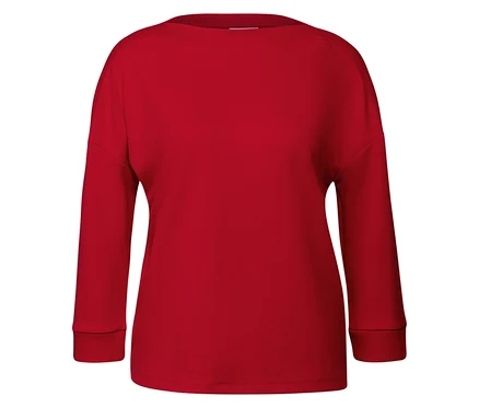Rotes Street One T-Shirt mit Rippdetail.