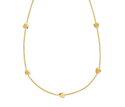 Goldene Halskette mit fünf Herzen.