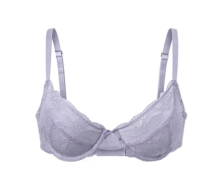 Lila Bügel-BH mit Spitze.