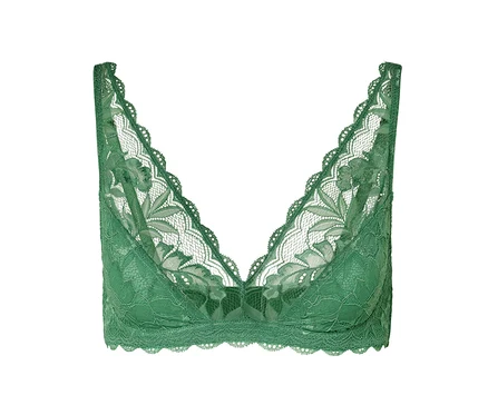 Grüner Soft-BH mit Spitze.