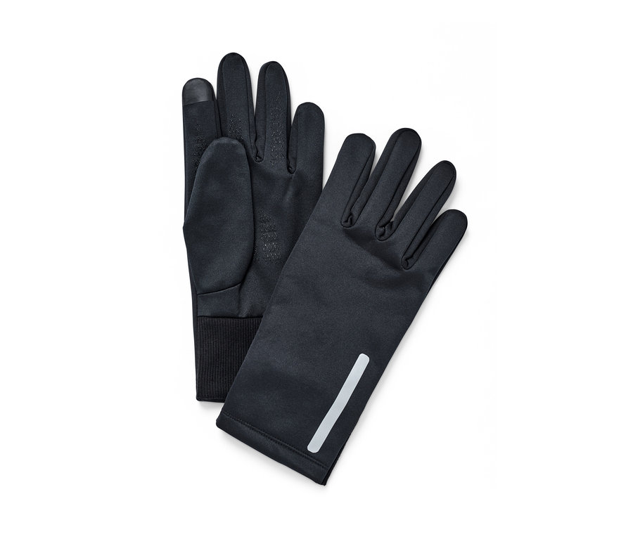 Zwei schwarze Windprotection-Thermohandschuhe liegen nebeneinander.