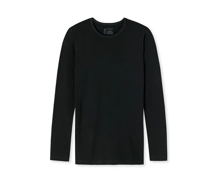 Schwarzes SCHIESSER Langarmshirt mit Bio-Baumwolle.