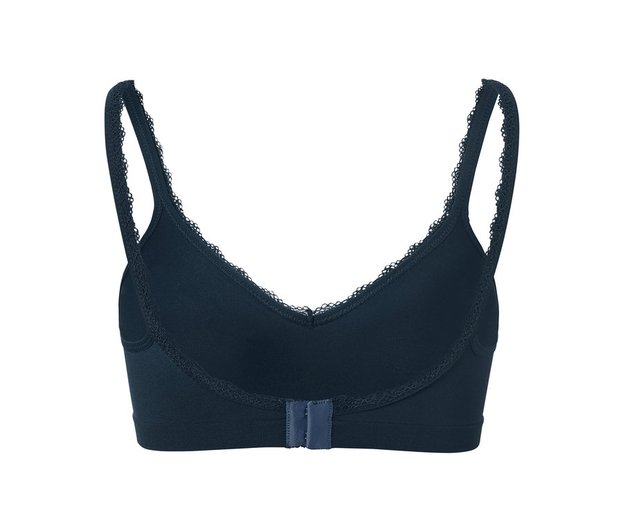 Blauer Seamless-Soft-BH mit Spitzendetails.