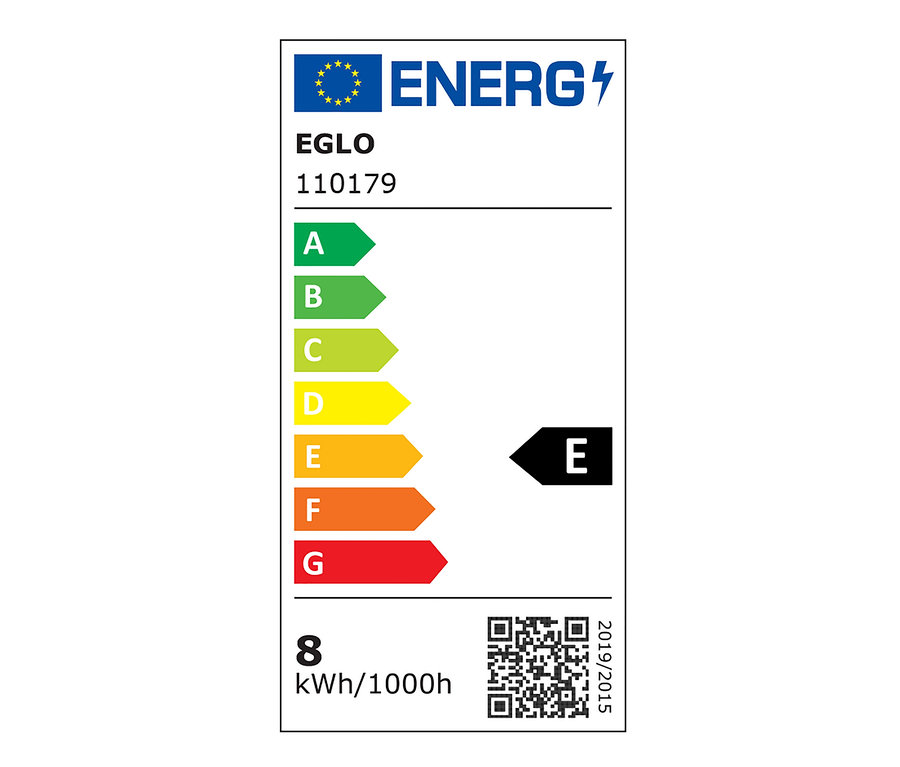 EGLO 110179 Energieetikett, Klasse E, Verbrauch 8 kWh/1000h.