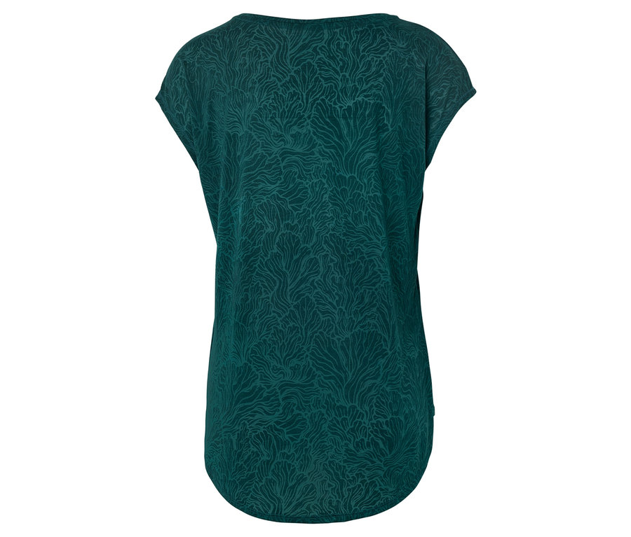 Dunkelgrünes T-Shirt mit Muster von hinten.
