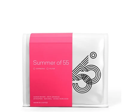 Verpackung 55 degrees - Summer of 55 Filterkaffee - 250 g Ganze Bohne.