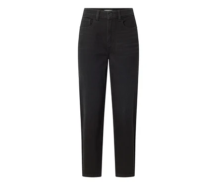 Schwarze Mom Jeans im Fit „Nyla“ aus black washed Denim mit hohem Bund und Taschen.