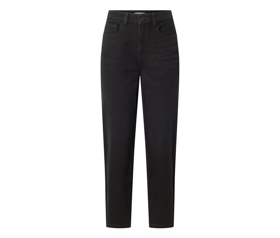 Schwarze Mom Jeans im Fit „Nyla“ aus black washed Denim mit hohem Bund und Taschen.