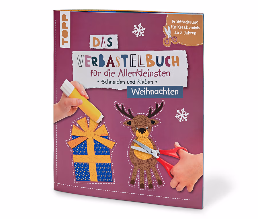 Nahaufnahme des Buchs »Das Verbastelbuch für die Allerkleinsten – Weihnachten«.